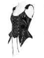 Black Gothic Punk Leather Ruffle Strap Corset Top for Women