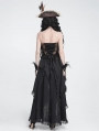 Black and Gold Retro Gothic Floral Ruffle Corset Top for Women