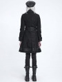 Black Gothic Punk Military Spiked Double Breasted Coat for Women