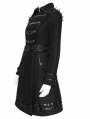 Black Gothic Punk Military Spiked Double Breasted Coat for Women