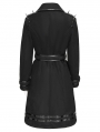 Black Gothic Punk Military Spiked Double Breasted Coat for Women