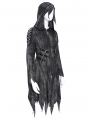 Black Gothic Distressed Asymmetrical Hooded Coat for Women