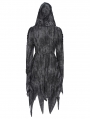 Black Gothic Distressed Asymmetrical Hooded Coat for Women