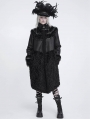 Black Gothic Loose Faux Shearling Patchwork Coat for Women