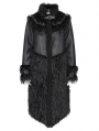 Black Gothic Loose Faux Shearling Patchwork Coat for Women