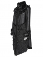 Black Gothic Loose Faux Shearling Patchwork Coat for Women