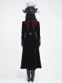 Black and Red Gothic Vintage Embroidered Velvet Tailcoat for Women