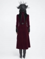 Red and Black Gothic Vintage Embroidered Velvet Tailcoat for Women