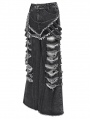 Black Gothic Punk Grunge Ripped Wide Leg Pants for Women