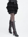 Black Gothic Vintage Beaded Ruffle Velvet Bloomer Shorts for Women