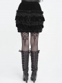 Black Gothic Vintage Beaded Ruffle Velvet Bloomer Shorts for Women