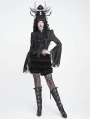 Black Gothic Vintage Beaded Ruffle Velvet Bloomer Shorts for Women