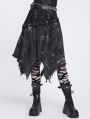 Black Gothic Punk Irregular Eyelet Distressed Skirt