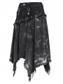 Black Gothic Punk Irregular Eyelet Distressed Skirt