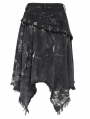 Black Gothic Punk Irregular Eyelet Distressed Skirt