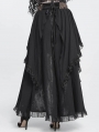 Black Vintage Gothic Rose Layered Ruffle High-Low Skirt