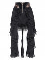 Black Vintage Gothic Rose Layered Ruffle High-Low Skirt