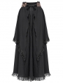 Black Vintage Gothic Rose Layered Ruffle High-Low Skirt