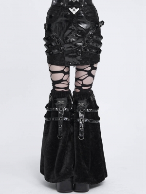 Black Gothic Punk Faux Leather Bodycon Mini Skirt