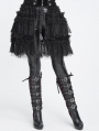 Black Gothic Beaded Ruffle Lace Short Apron Skirt