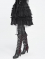 Black Gothic Beaded Ruffle Lace Short Apron Skirt