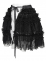 Black Gothic Beaded Ruffle Lace Short Apron Skirt