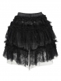 Black Gothic Beaded Ruffle Lace Short Apron Skirt
