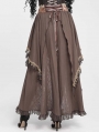 Brown Vintage Gothic Rose Layered Ruffle High-Low Skirt