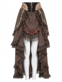 Brown Vintage Gothic Rose Layered Ruffle High-Low Skirt