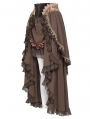Brown Vintage Gothic Rose Layered Ruffle High-Low Skirt