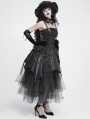 Black Gothic Skeleton Hand Lace Ruffle Strap Tube Dress