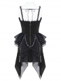 Black Gothic Skeleton Hand Lace Ruffle Strap Tube Dress