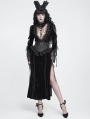Black Gothic Lace Patchwork Velvet Mermaid Maxi Dress