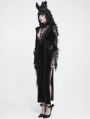Black Gothic Lace Patchwork Velvet Mermaid Maxi Dress