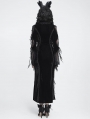 Black Gothic Lace Patchwork Velvet Mermaid Maxi Dress