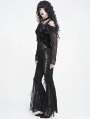 Black Gothic Halter Cutout Cold Shoulder Top for Women
