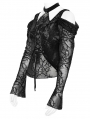 Black Gothic Halter Cutout Cold Shoulder Top for Women