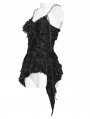 Black Gothic Asymmetric Ruffle Chain Strap Tank Top for Women