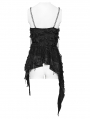 Black Gothic Asymmetric Ruffle Chain Strap Tank Top for Women