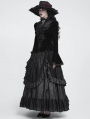 Black Retro Gothic Lace Appliqued Velvet Shirt for Women
