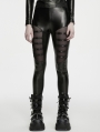 Black Gothic Punk Faux Leather Leggings for Women