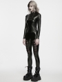 Black Gothic Punk Faux Leather Leggings for Women