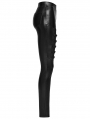 Black Gothic Punk Faux Leather Leggings for Women