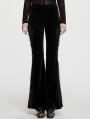 Black Gothic Classical Elegance Velvet Flared Pants for Women