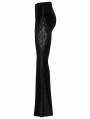 Black Gothic Classical Elegance Velvet Flared Pants for Women