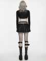 Black Denim Gothic Punk Decadent Pleated Skirt