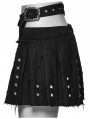 Black Denim Gothic Punk Decadent Pleated Skirt
