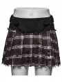 Red and White Plaid Gothic Punk Decadent Pleated Skirt