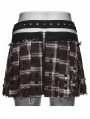 Red and White Plaid Gothic Punk Decadent Pleated Skirt