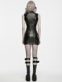 Black Gothic Cyber Chinese Short Leather Dress